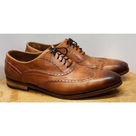 TAFT The Beck Handcrafted Brogue Wingtip Leather Dress Shoe Burnt Honey Mens 13 main image 10